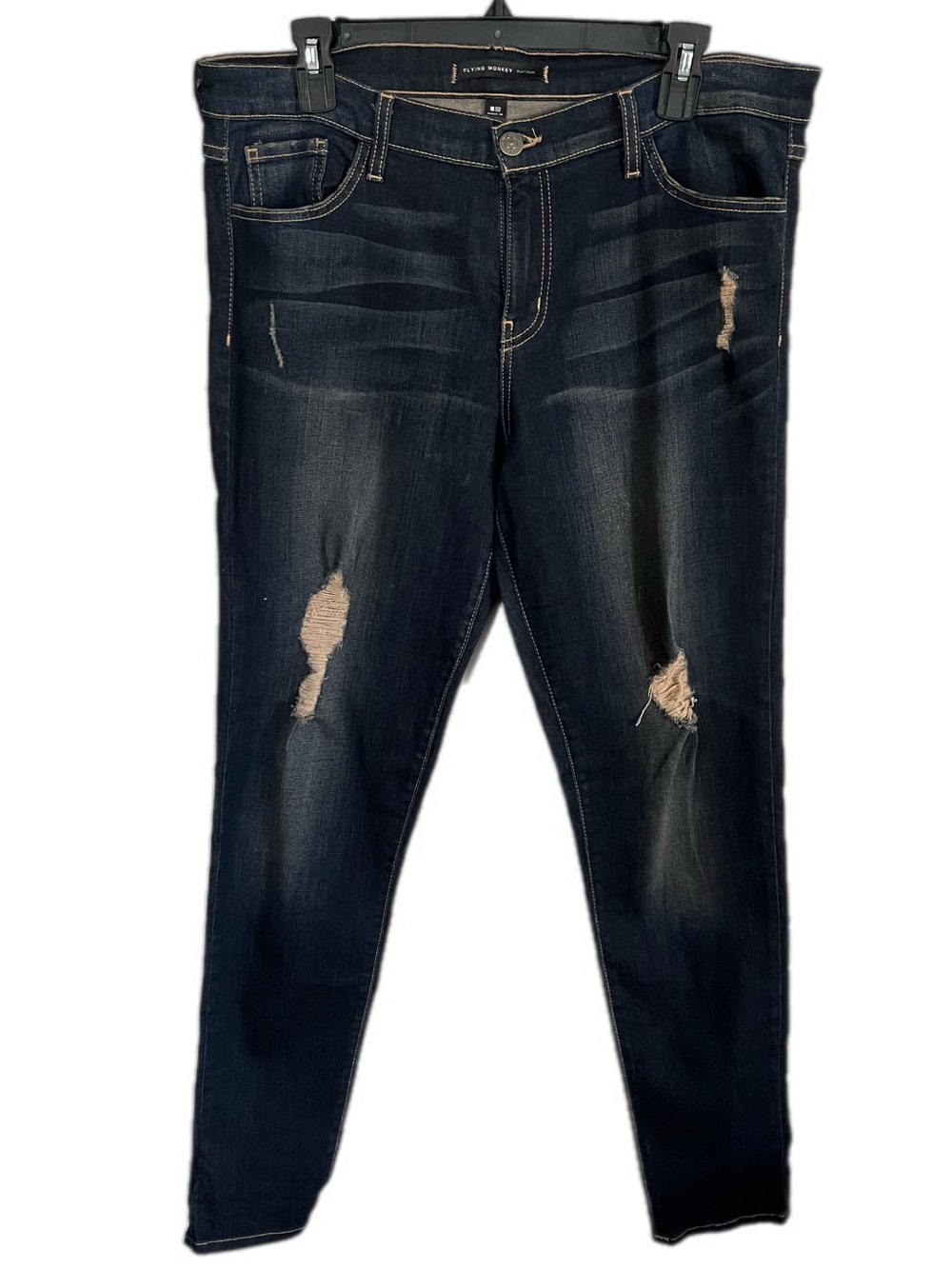 Buckle Flying Monkey Platinum Dark Wash Distressed Destructed Skinny Jeans